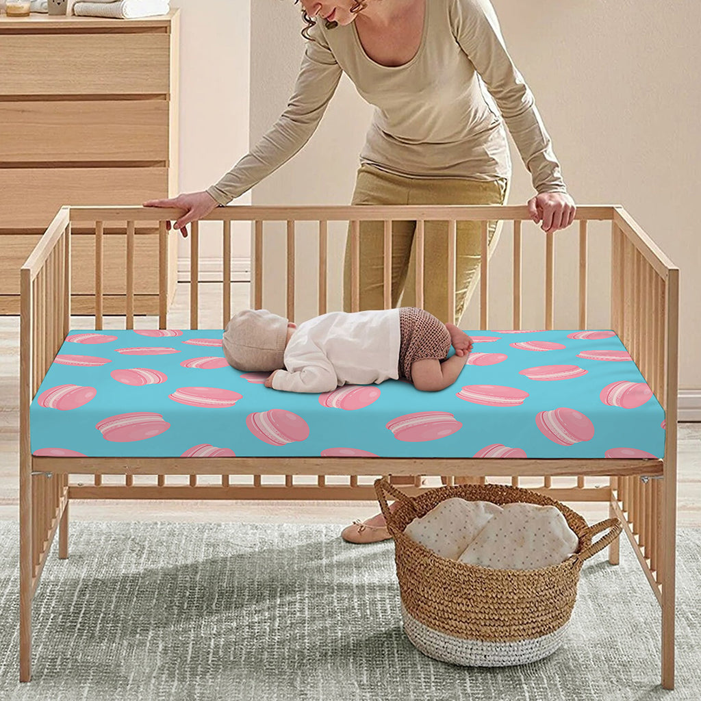 Pink Macaron Pattern Print Baby Crib Sheet