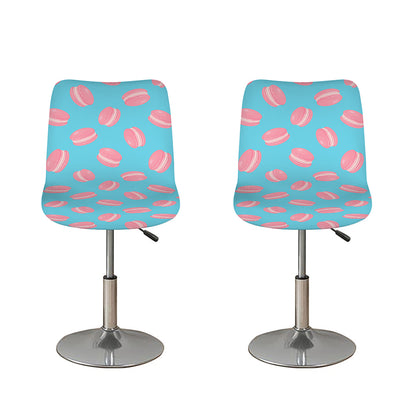 Pink Macaron Pattern Print Bar Stool Covers