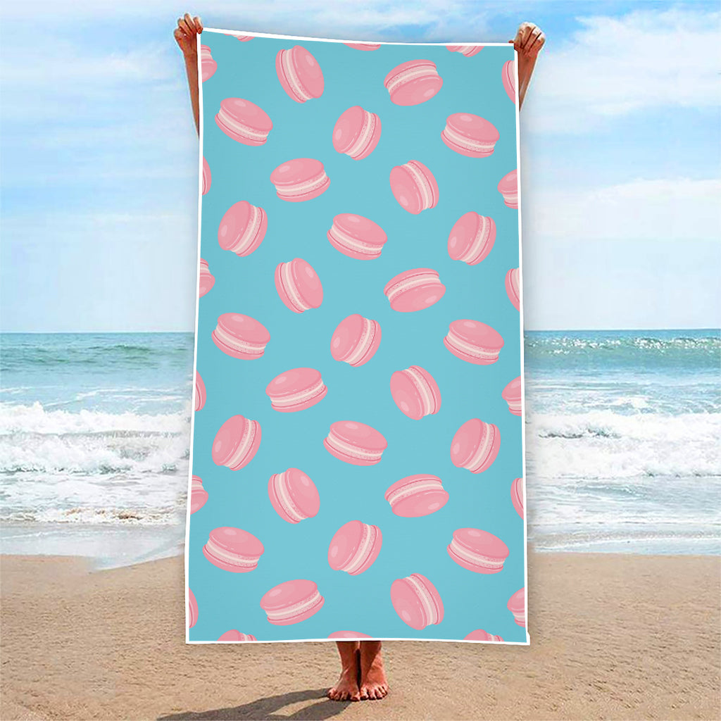 Pink Macaron Pattern Print Beach Towel
