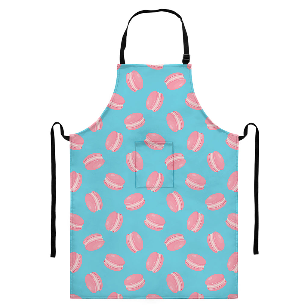 Pink Macaron Pattern Print Bib Apron With Pocket