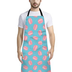 Pink Macaron Pattern Print Bib Apron With Pocket