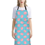 Pink Macaron Pattern Print Bib Apron With Pocket