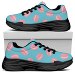 Pink Macaron Pattern Print Black Chunky Shoes