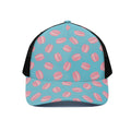 Pink Macaron Pattern Print Black Mesh Trucker Hat