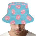 Pink Macaron Pattern Print Bucket Hat