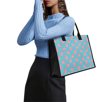 Pink Macaron Pattern Print Canvas Tote Bag