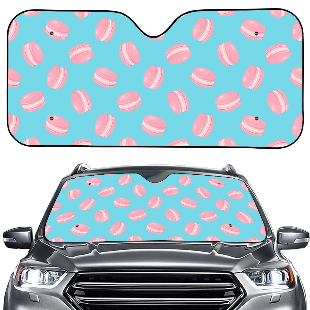 Pink Macaron Pattern Print Car Windshield Sun Shade