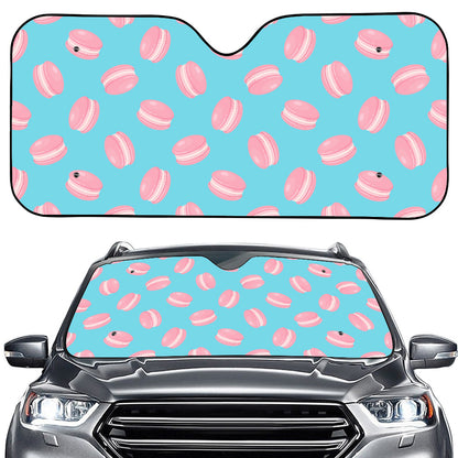 Pink Macaron Pattern Print Car Windshield Sun Shade