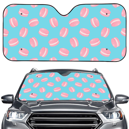 Pink Macaron Pattern Print Car Windshield Sun Shade