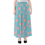 Pink Macaron Pattern Print Chiffon Maxi Skirt