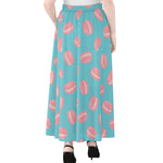Pink Macaron Pattern Print Chiffon Maxi Skirt
