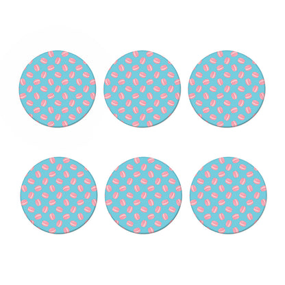 Pink Macaron Pattern Print Coaster Set
