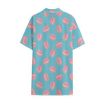 Pink Macaron Pattern Print Cotton Hawaiian Shirt