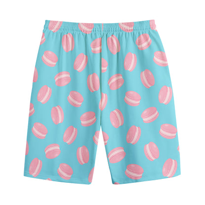 Pink Macaron Pattern Print Cotton Shorts