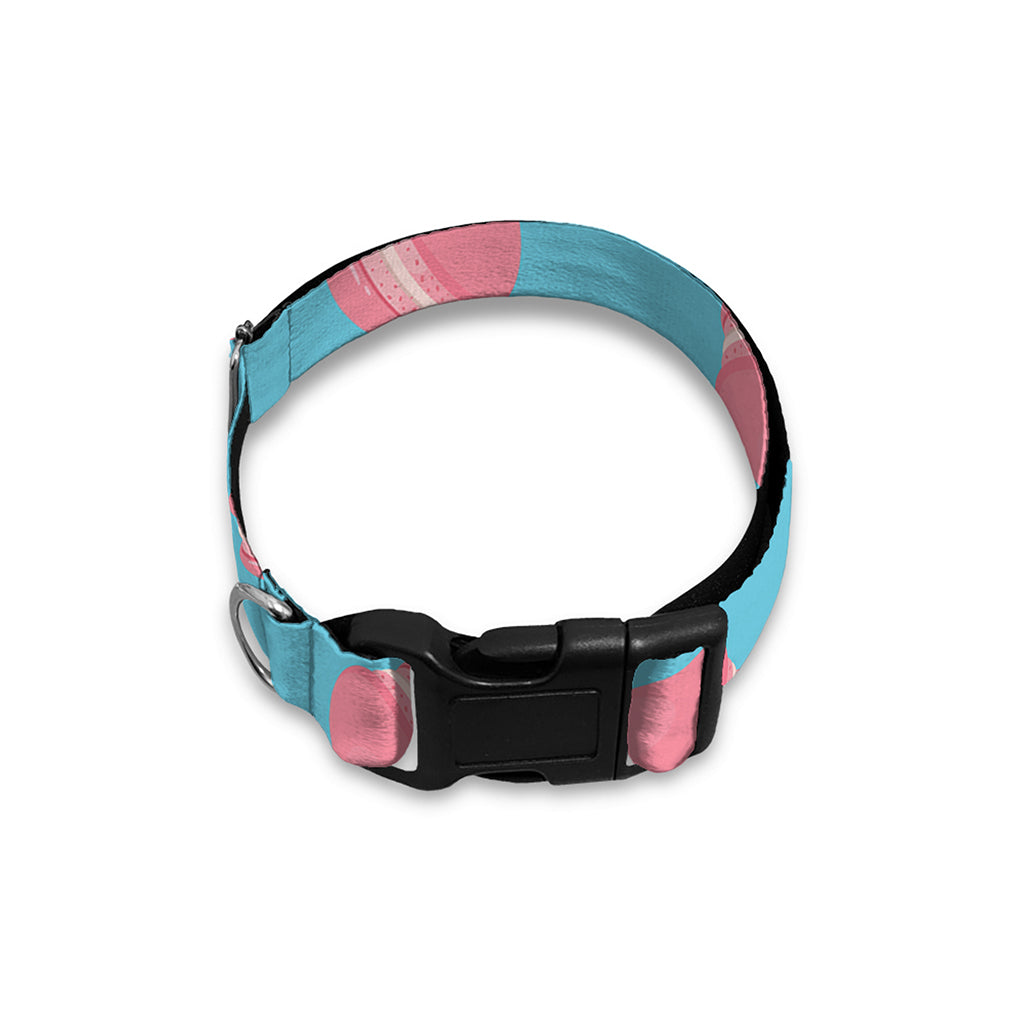 Pink Macaron Pattern Print Dog Collar