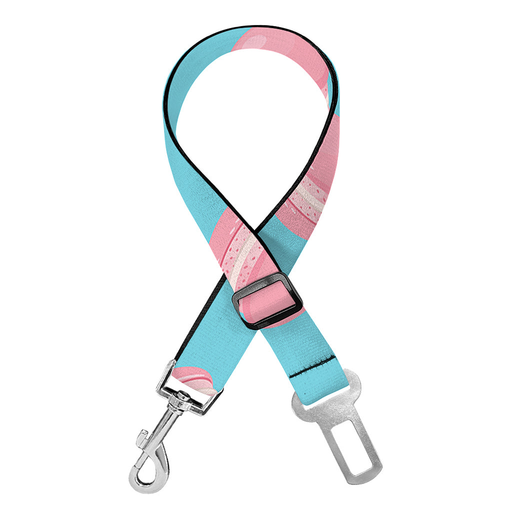 Pink Macaron Pattern Print Dog Seat Belt
