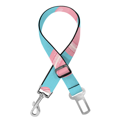 Pink Macaron Pattern Print Dog Seat Belt