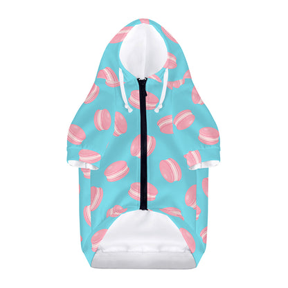 Pink Macaron Pattern Print Dog Zip Up Hoodie