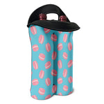 Pink Macaron Pattern Print Double Neoprene Wine Tote