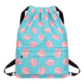 Pink Macaron Pattern Print Drawstring Backpack