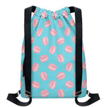 Pink Macaron Pattern Print Drawstring Backpack