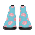 Pink Macaron Pattern Print Flat Ankle Boots