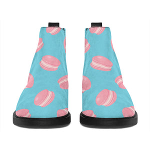 Pink Macaron Pattern Print Flat Ankle Boots