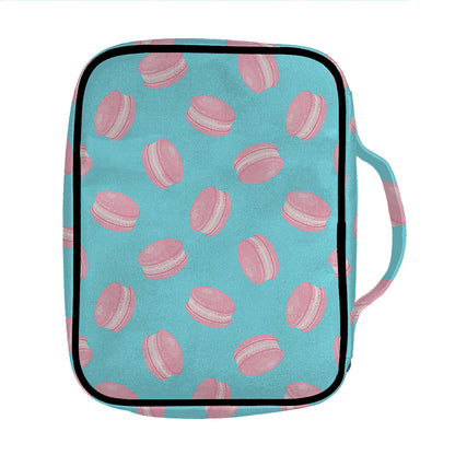 Pink Macaron Pattern Print Front Pocket Bible Bag