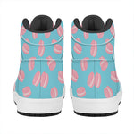 Pink Macaron Pattern Print High Top Leather Sneakers