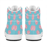 Pink Macaron Pattern Print High Top Leather Sneakers