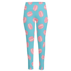 Pink Macaron Pattern Print High-Waisted Pocket Leggings