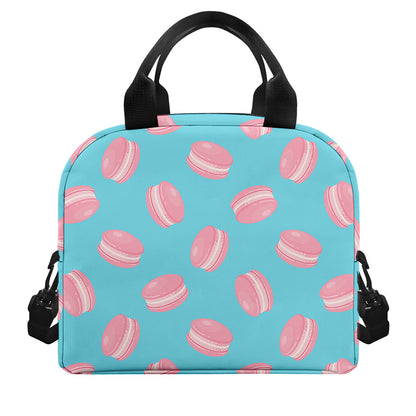 Pink Macaron Pattern Print Insulated Lunch Bag