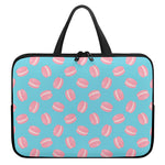 Pink Macaron Pattern Print Laptop Sleeve With Handle