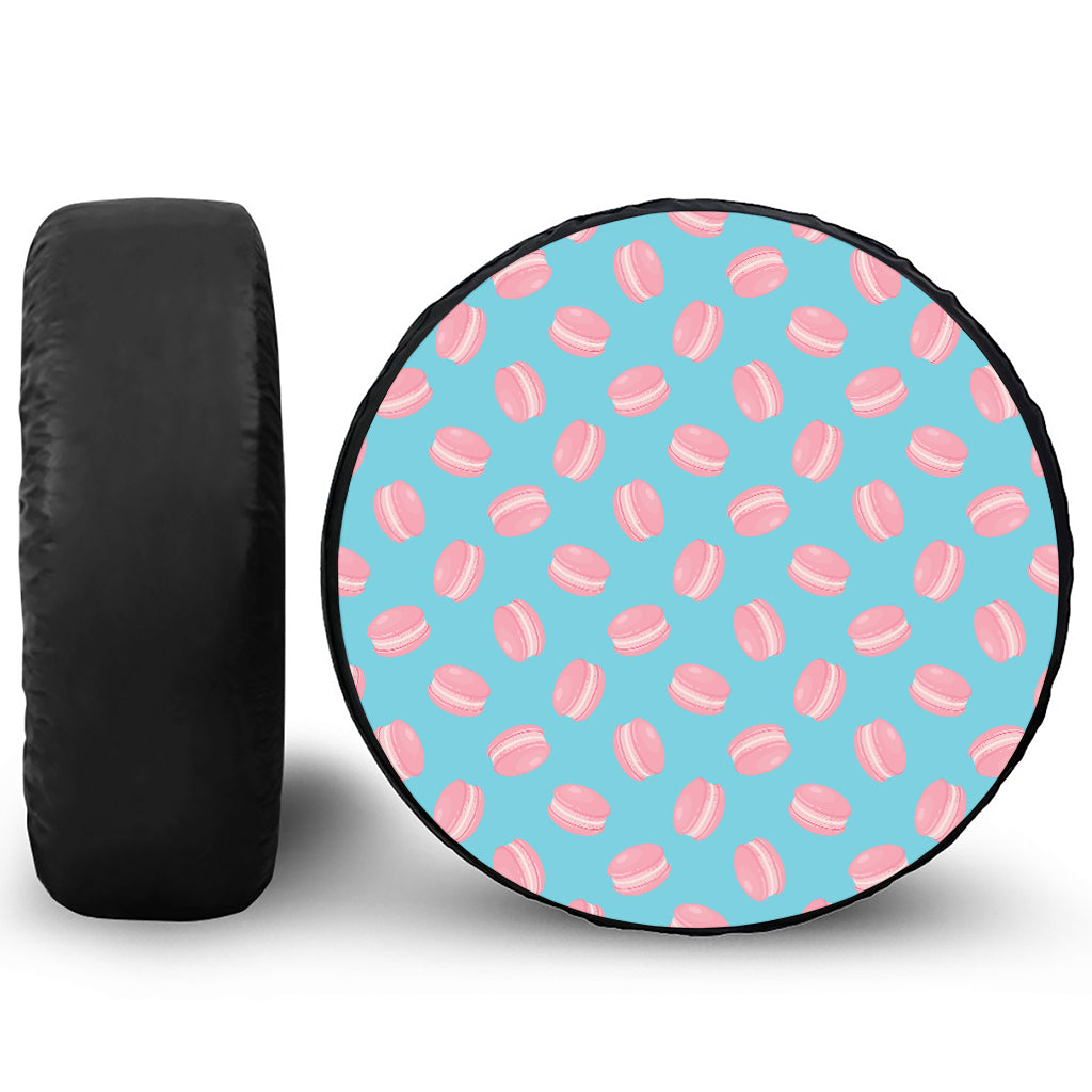 Pink Macaron Pattern Print Leather Spare Tire Cover