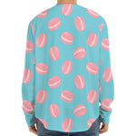 Pink Macaron Pattern Print Long Sleeve Baseball Jersey