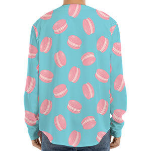 Pink Macaron Pattern Print Long Sleeve Baseball Jersey