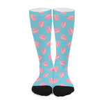 Pink Macaron Pattern Print Long Socks