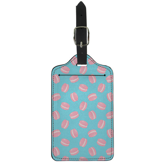 Pink Macaron Pattern Print Luggage Tag