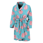 Pink Macaron Pattern Print Men's Bathrobe