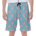 Pink Macaron Pattern Print Men's Beach Shorts