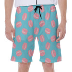 Pink Macaron Pattern Print Men's Beach Shorts