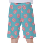 Pink Macaron Pattern Print Men's Beach Shorts