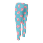 Pink Macaron Pattern Print Men's Compression Pants