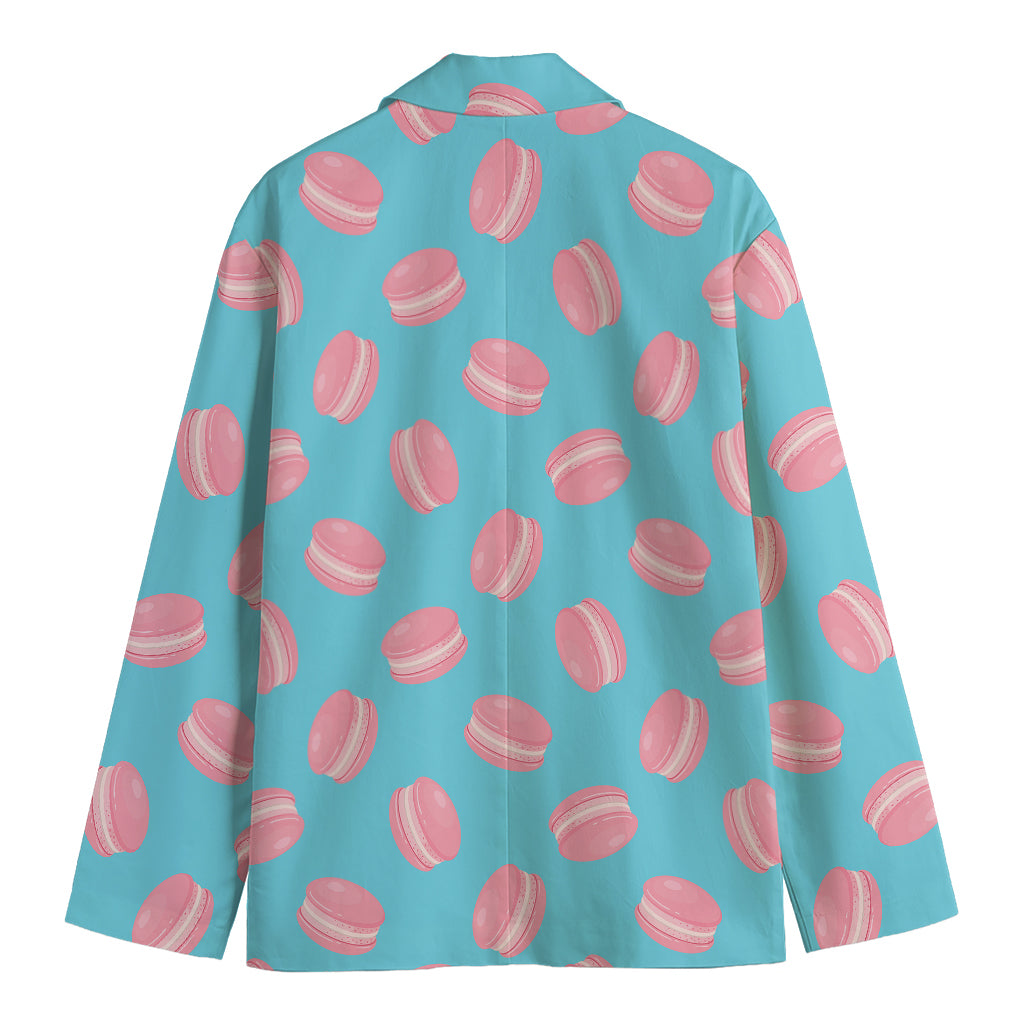 Pink Macaron Pattern Print Men's Cotton Blazer