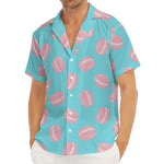 Pink Macaron Pattern Print Men's Deep V-Neck Shirt