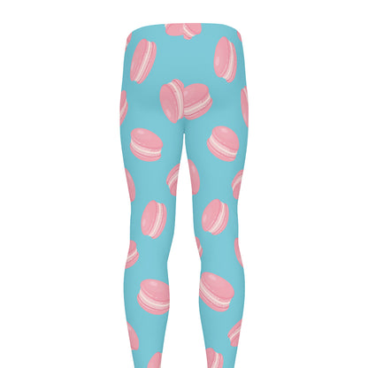Pink Macaron Pattern Print Men's leggings