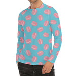 Pink Macaron Pattern Print Men's Long Sleeve Rash Guard