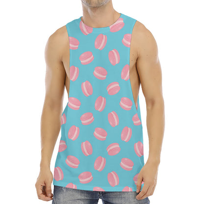 Pink Macaron Pattern Print Men's Muscle Tank Top