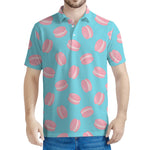 Pink Macaron Pattern Print Men's Polo Shirt