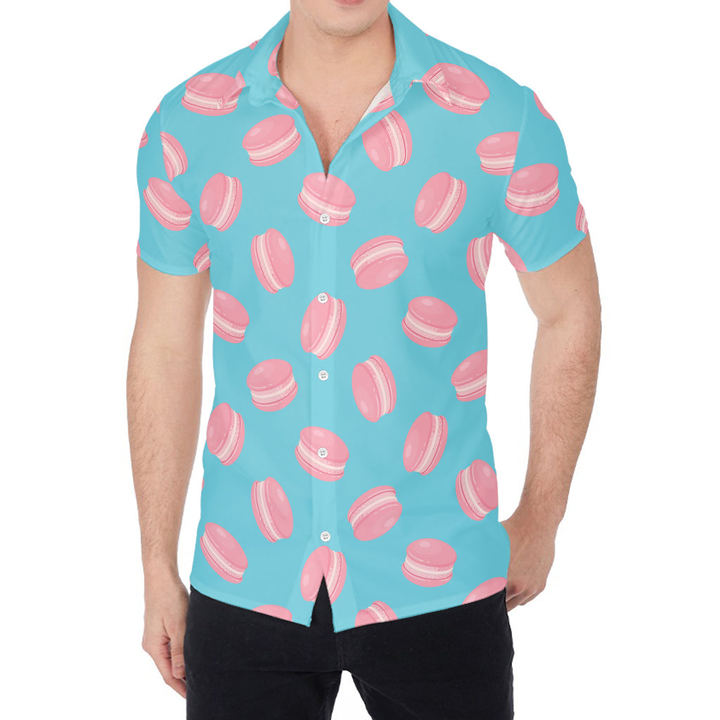 Pink Macaron Pattern Print Men's Shirt